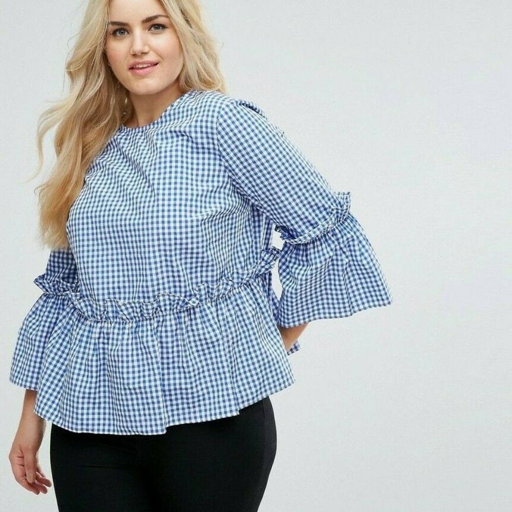 NWTS ASOS CURVE Smock Top Gingham